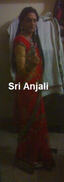 Sri Anjali in red net saree2