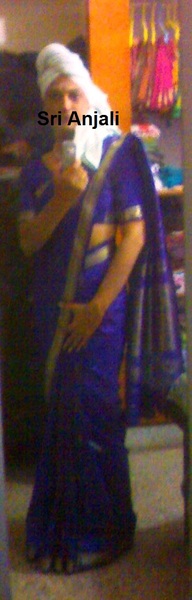 Sri Anjali in royal blue silk saree4