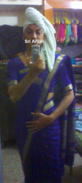 Sri Anjali in royal blue silk saree2