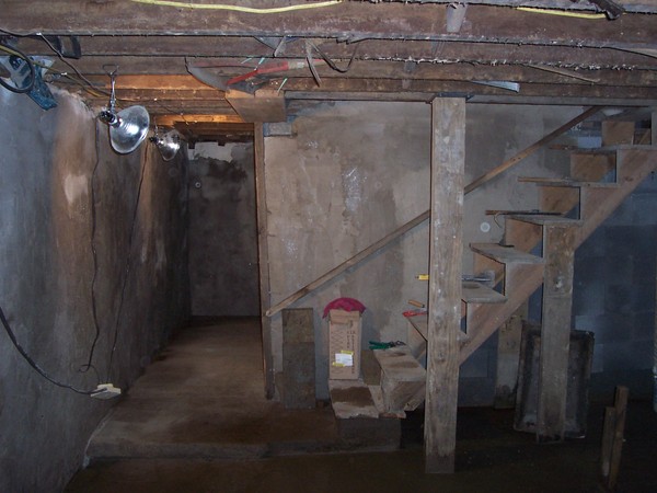 root cellar at bottom of stairs