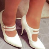 White double strap heels